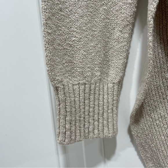 FREE PEOPLE Washed Muslin Tunic pullover sweater Size XS tan/cream high slit - Picture 4 of 13